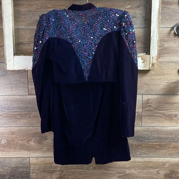 Zum Zum Purple Velvet Cocktail Dress and Jacket, Size 9-10,Sequined Jacket/Satin - Picture 6 of 10
